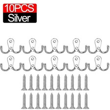 10-Pcs Double Chrome Twin Coat Hooks Door Bathroom Bedroom Dress Clothes Hangers