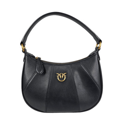 Pinko Damen Schultertasche Love Mini Half Moon schwarz Leder