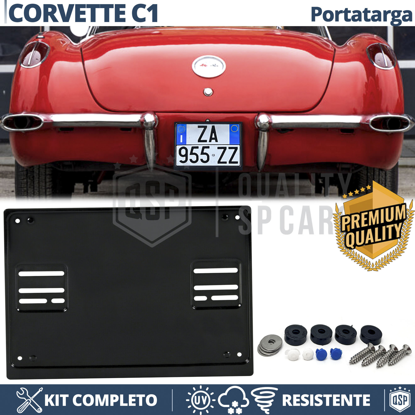 Accessorio Chevrolet Corvette C1 Portatarga Posteriore Acciaio Inox