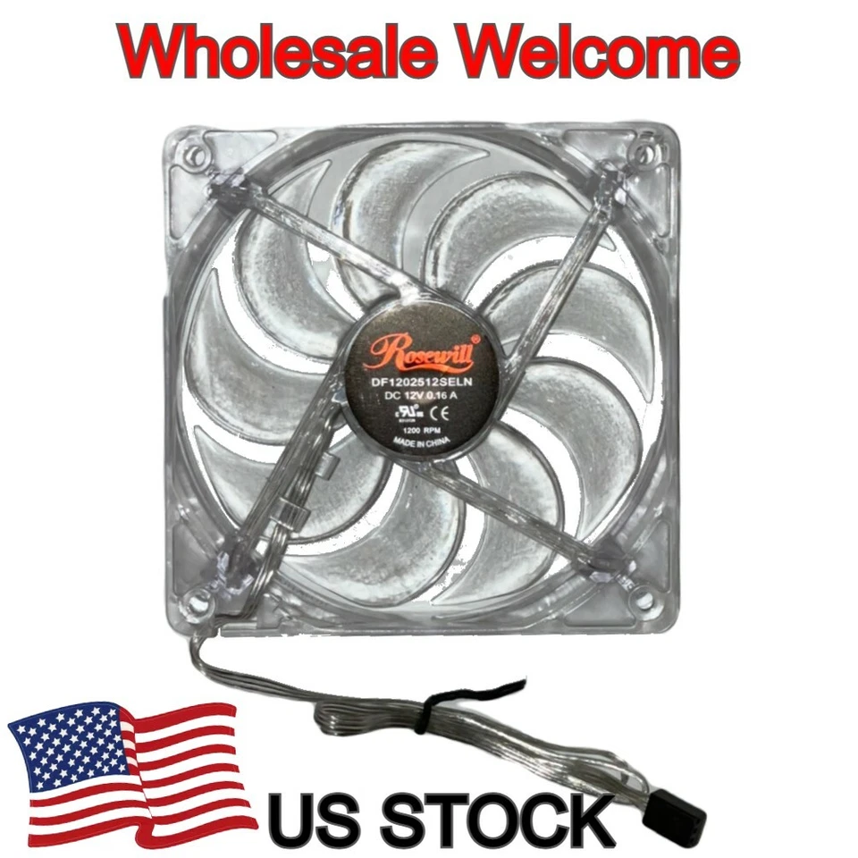 Rosewill LED 120mm Quiet PC Computer Case Cooling Fan 3pin 12V 0.16A 120*120*25  - Image 2 of 3