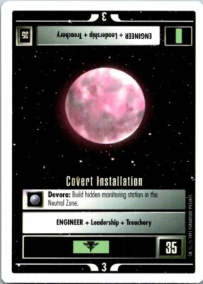 Star Trek Premiere 1E White Border WB CCG Card Covert Installation