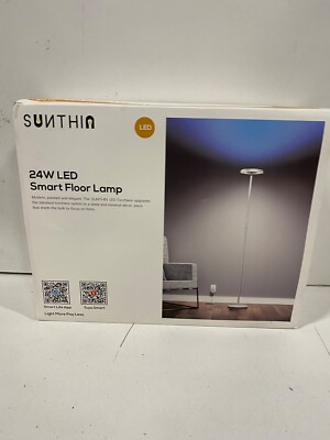 SUNTHIN Smart Floor Lamp, 24W RGB Dimmable Up-Down Floor Lamp, Voice ...