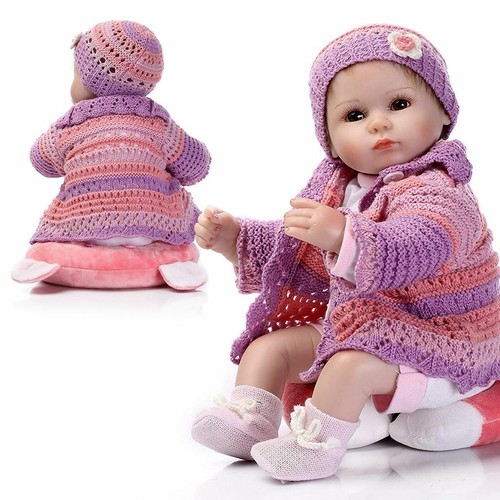 Cute Simulation 16" Reborn Girl Doll Baby Dolls Vinyl Silicone New-born Gift - Picture 7 of 10