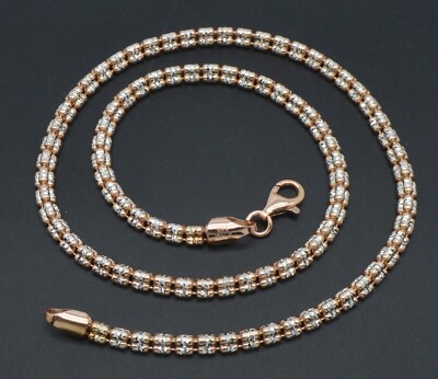 925 Sterlingsilber 14k Rotgold Seil Eis Kette Halskette Hergestellt in Italien 16''-24'
