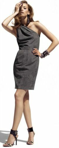 oh polly grey suede dress Plunge-Neck Backless Midaxi Dress in Grey
