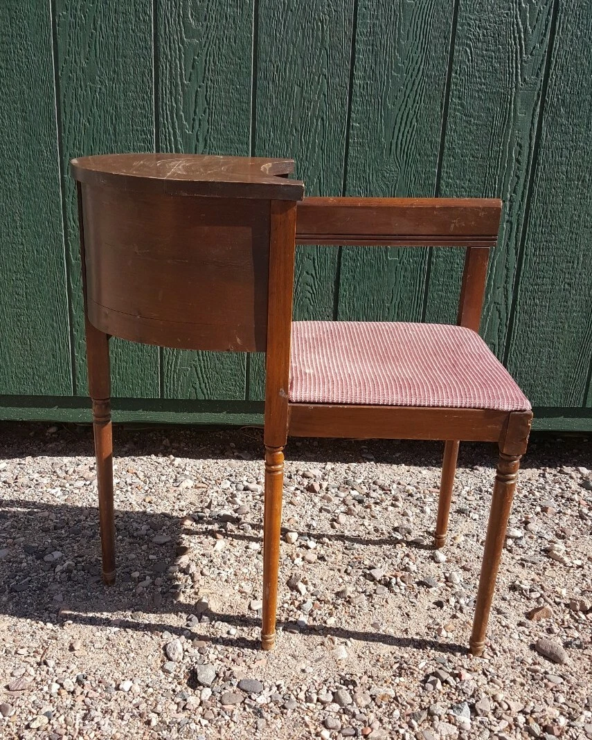 Vintage / Antique Gossip Bench / Telephone Seating - Wood with attached  Seat