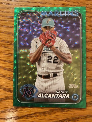 2024 Topps Series 2 Sandy Alcantara #636 Green Foil SP #443 /499 Miami Marlins 