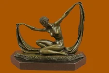 Art Deco/Nouveau Classic Nude Naked Female Girl Dancer Bronze Sculpture Figurine