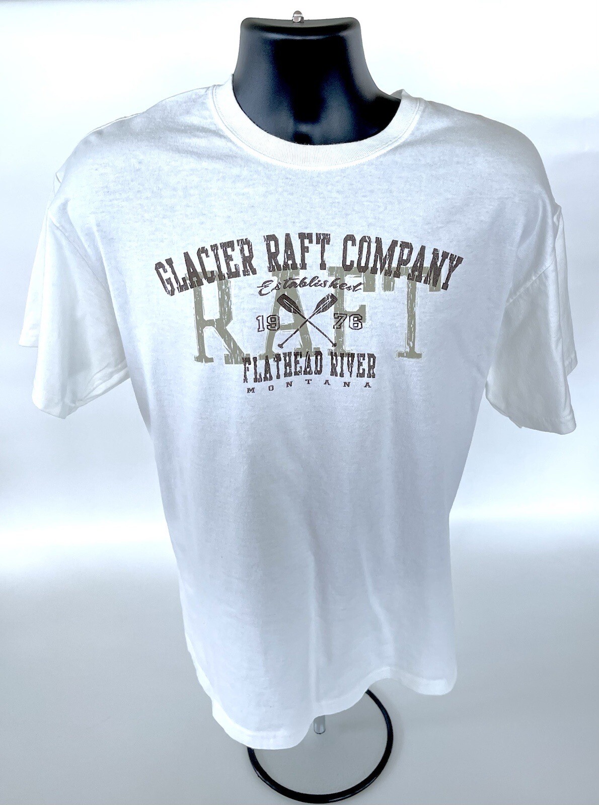 Glacier Raft Company Flathead Montana Logo White Tee … Gem