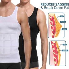 Mens Body Shaper Slimming Tummy Vest Compression Shirt Tank Top Shapewear Soft
