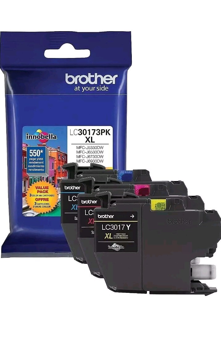 Printer LC30173PK High Yield XL 3 Pack Ink Cartridges- 1 Ea: Cyan/Magenta/Yellow-image
