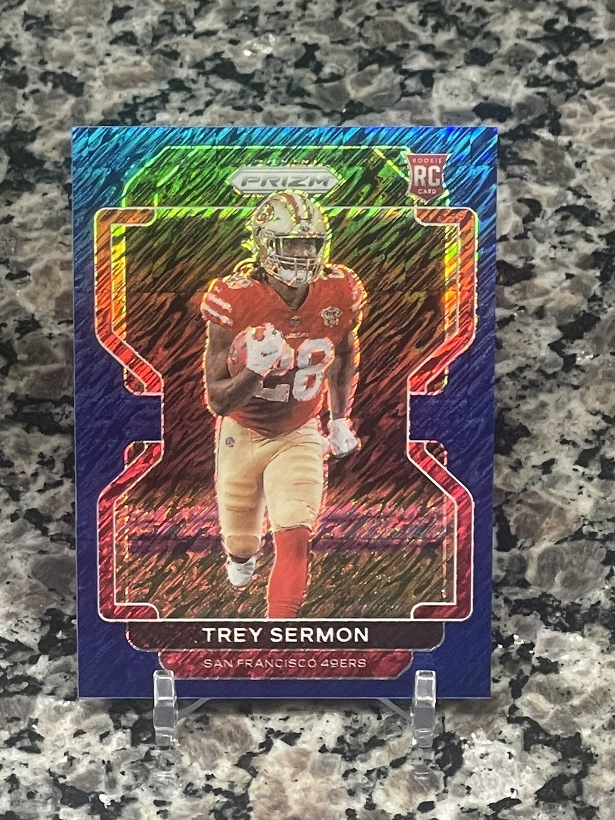 2021 Panini Prizm Trey Sermon Rookie - Blue Shimmer /25 FOTL PARALLEL