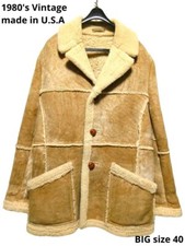 Sawyer of Napa Sheepskin mouton Coat Jacket Men Size 40 light brown US made