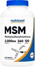 Nutricost MSM 2000mg Tablets (Methylsulfonylmethane) - 240 Tablets, 120 servings