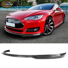 Fits 12-16 Tesla Model S Front Bumper Lip Spoiler Splitter Carbon Fiber