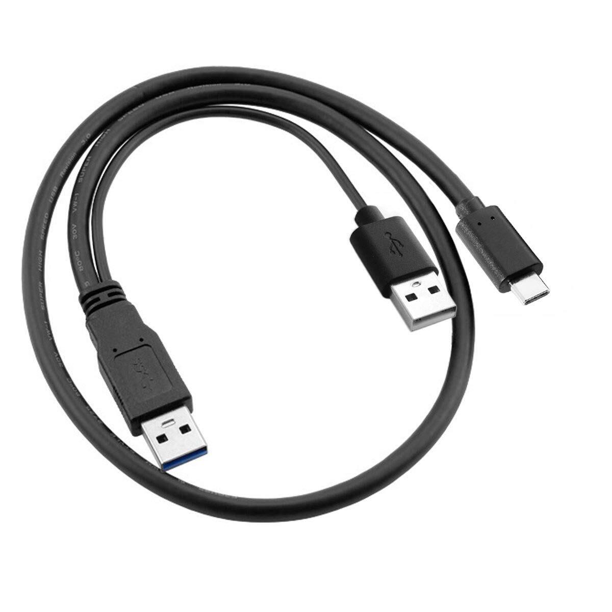 USB-C to USB 3.0 & USB 2.0 Dual Power Data Y Cable for Laptop Hard Drive-image