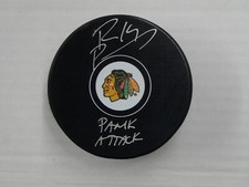 RICHARD PANIK SIGNED CHICAGO BLACKHAWKS TEAM PUCK INSCRIBED PANIK ATTACK BAS COA