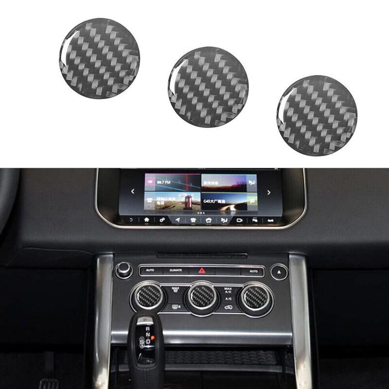 3Pcs Carbon Fiber For Land Rover Range Rover Car Climate Control Knob Cover Trim