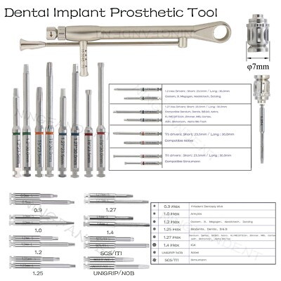 Dental Screwdriver Implant Hex Driver Osstem Hiossen Nobel ,Torque Wrench Adapte