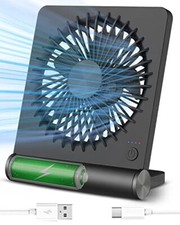 Small Desk Fan, 2000mAh Rechargeable USB Fan Battery Operated,Ultra Black