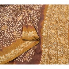 Sanskriti Vintage Brown  Green Sarees Pure Silk Batik Work Special 5 Yard Saree