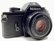 Nikon EM 35mm SLR Film Camera w/Nikon Series E 50mm f/1.8 Lens - Blue Button