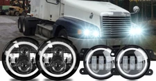 4PCS for Freightliner Coronado 7'' LED Headlight Projector Hi/Lo+ 4'' Fog Light