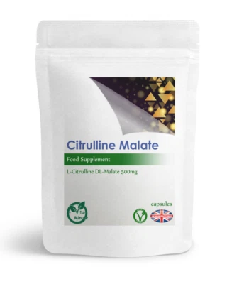 VITAMINUTE L Citrulline DL Malate Pre Workout 500mg - 30/60/90/120/180 Capsules - UK (V)