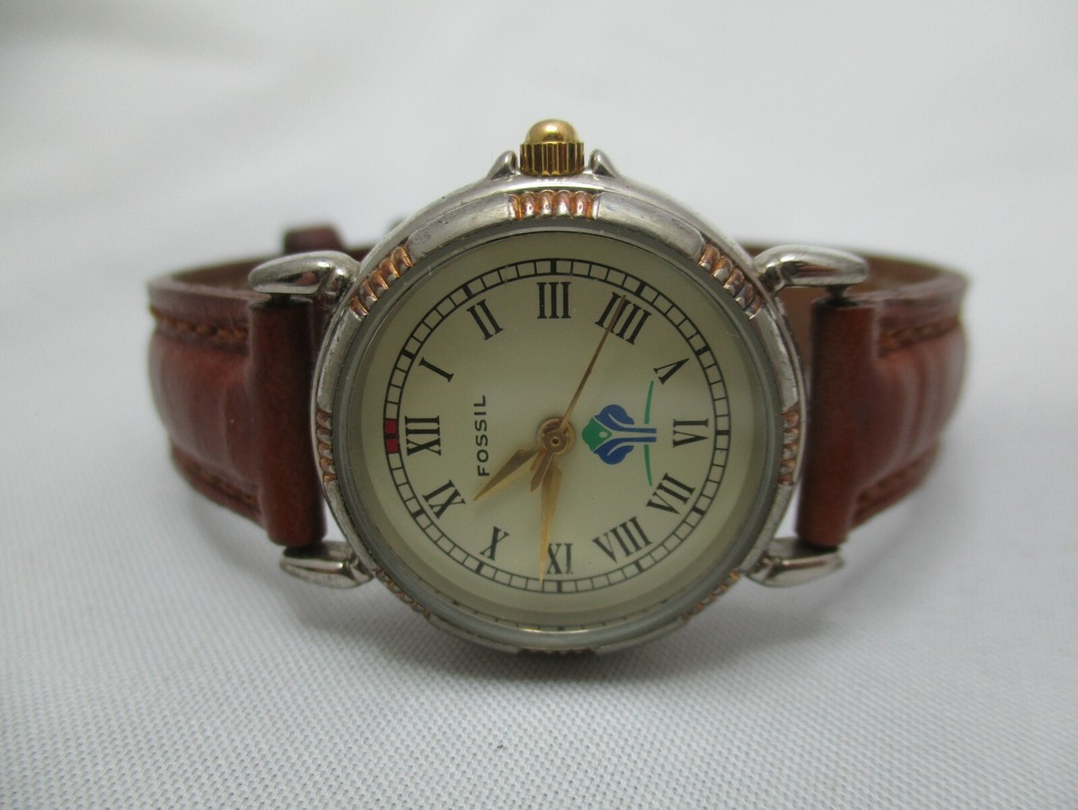 Fossil Silver Dial Watch with Brown Leather Band Men main image 4