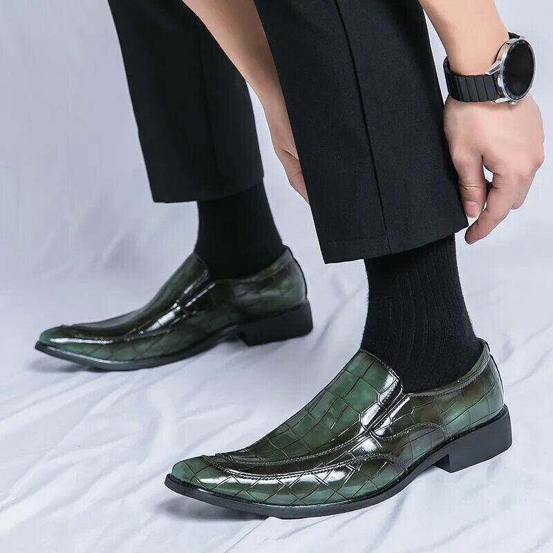 SAOLA Elegante abito a quadretti da uomo Oxfords alla moda verde business scarpe formali pump pump pup on