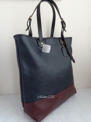 Coach NWT 71395 Men's Bleecker Colorblock Shopper Navy/Cordovan | eBay