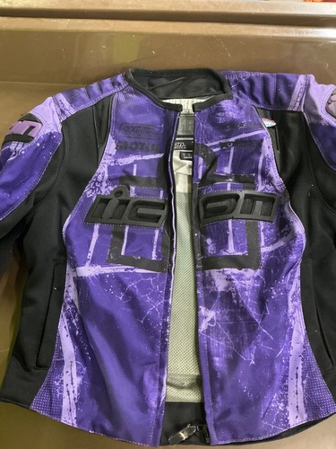 Icon Overlord Type I Women M Armored Motorcycle Jacket Purple Removable Lining - Picture 2 of 7