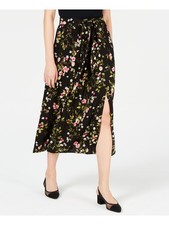 MAISON JULES Womens Black Floral Midi Wear To Work A-Line Skirt XXS