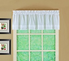, Ribbon Eyelet Valance 12", White, 60" W x 12" L