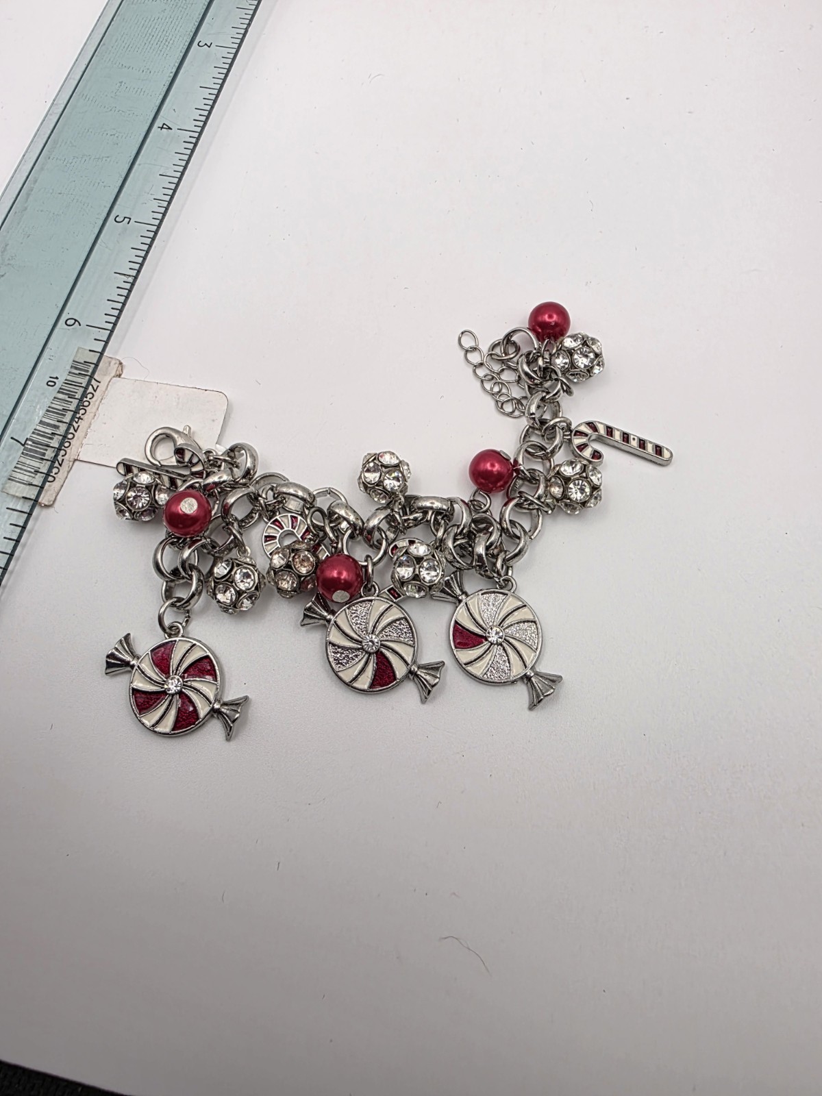 Macy's Christmas Themed Charm Bracelet With Peppermint Charms