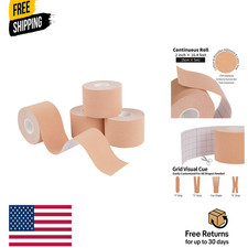 Beige Kinesiology Tape 4 Rolls, Uncut Elastic Therapeutic Sports Tape - 170