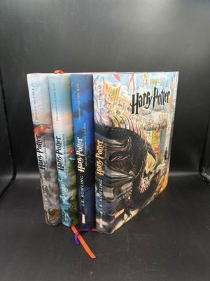 Harry Potter Buch Bücher 1-4 Illustriert Schmuckasugabe J.K. Rowling & Jim Kay