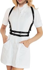 PU Leather Body & Bra Harness Belt, Adjustable Double Buckle Straps, Party