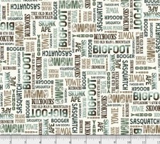Cotton Bigfoot Country Bigfoot Nick Names Sasquatch Fabric Print by Yard D603.16