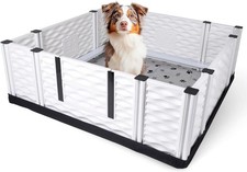 EZclassic Large Dog Whelping Box with Rails 48" x 48" x 18" Gray Pad