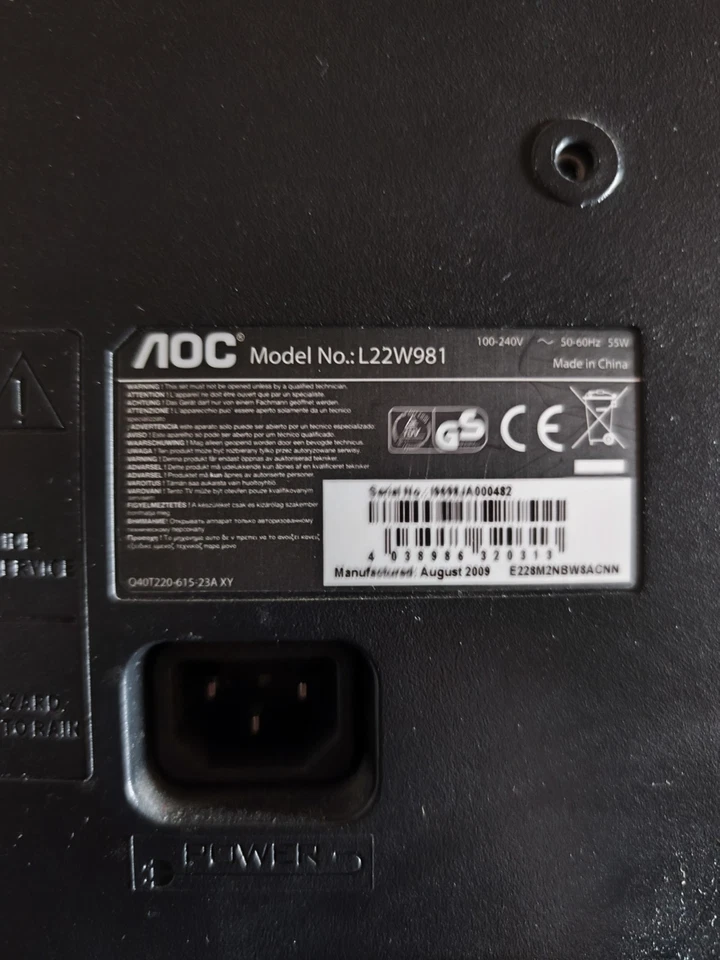 AOC L22W981 LCD Monitor  - Fernseher mit Standfuß - Bild 3 von 4