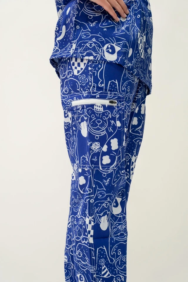 Women's Nursing Scrub set,Women's Medical Scrub set - Blue Cotton Scrub - image 3 of 4