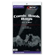 BCW Silver Age Comic Book Bags 100 Pack 2 Mil Acid-Free Poly Sleeves