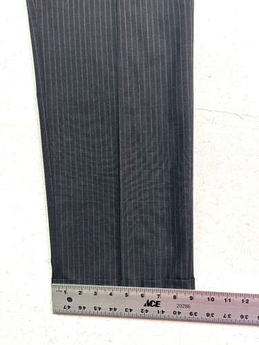 vtg 90s Geoffrey Beene 34x29 Charcoal Stripe Dress Suit Pants Wool Pleated Cuff, $39.99 - Photo 5