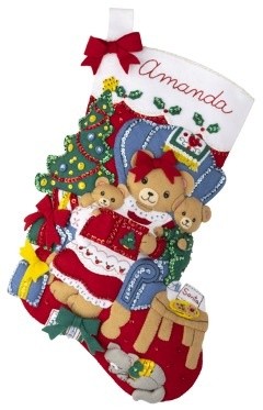 Kit Ricamo Calza Natalizia Bucilla - Babbo Natale Con Renna, 45,7 Cm, Con Feltro E Perline