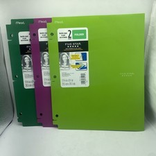 Five Star - 3 Pk 2 Pocket Folder - Light Green/Purple/Green