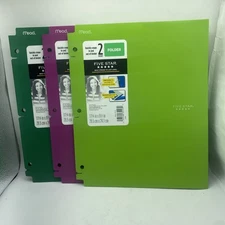 Five Star - 3 Pk 2 Pocket Folder - Light Green/Purple/Green