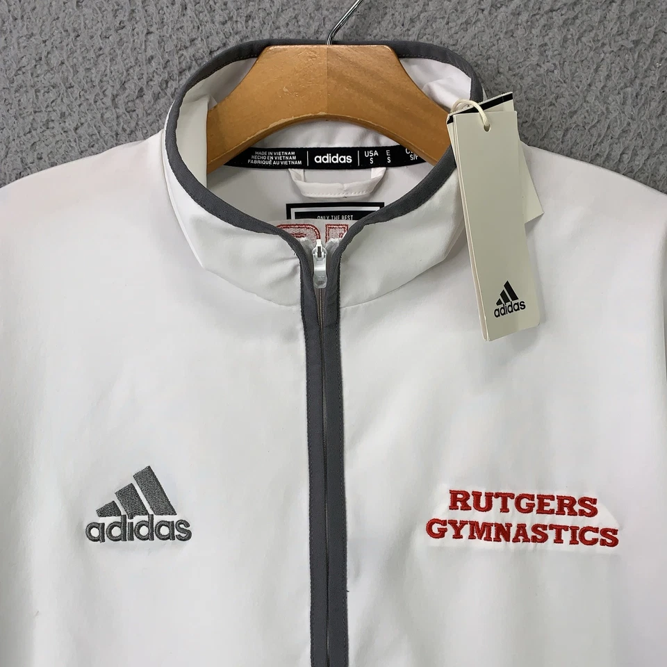 Chaqueta Rutgers Caballeros Escarlata Para Hombre Pequeña Blanca NCAA Gimnasia Adidas Big Ten Foto 2 de 4