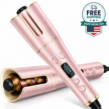 Automatic Hair Curler LCD Display 1 Rotating Barrel Ceramic Curling Iron 4 Heat