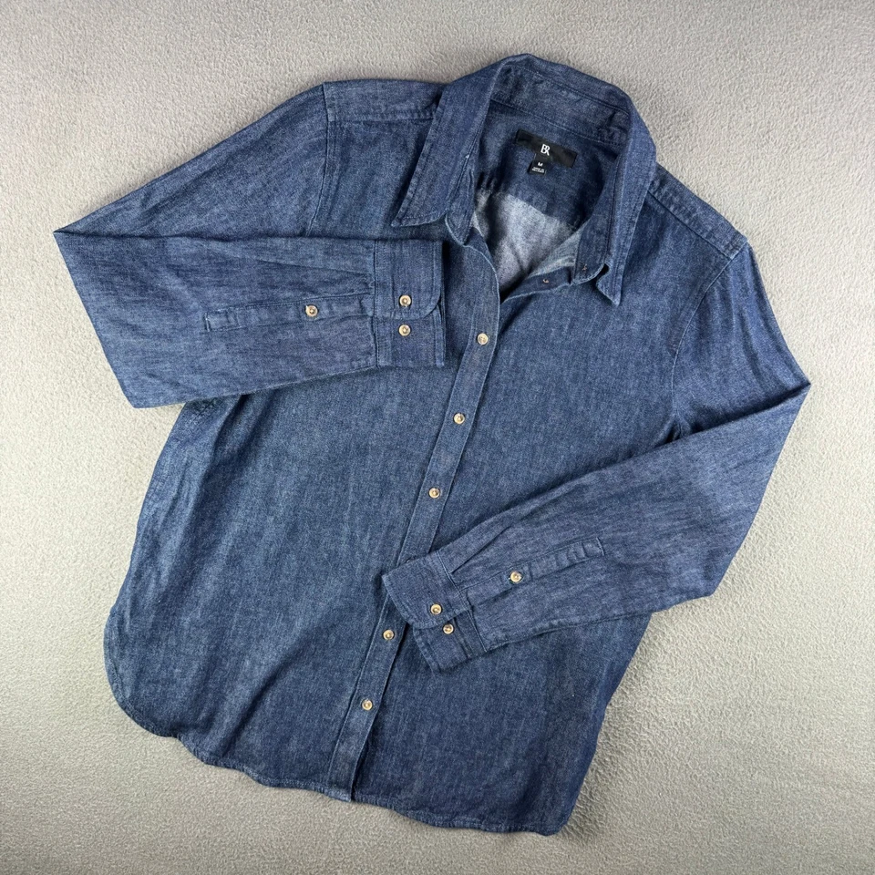 Banana Republic Denim Shirt Women M Hemp BR Chambray Button Cotton Blend Western - Image 2 of 4